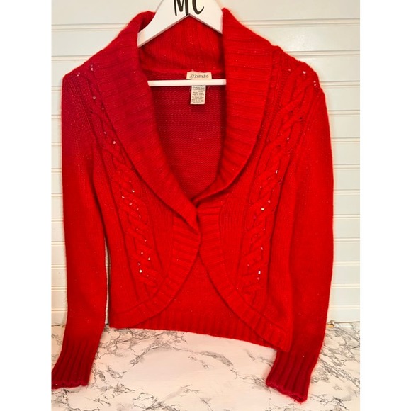 St johns Bay Chunky Red Cardigan Medium - Picture 5 of 13